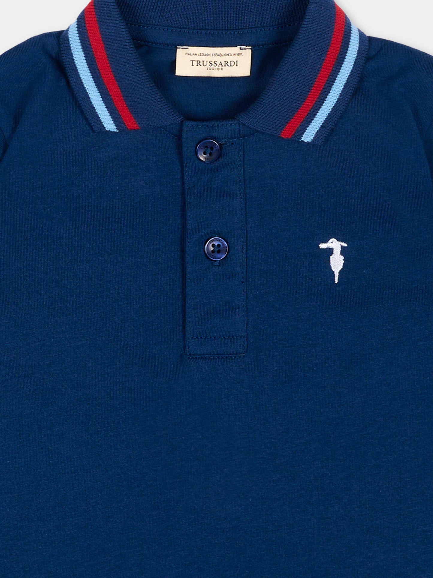 Polo blu per neonato con levriero,Trussardi Junior,TIP26102PO BLUE ESTATE