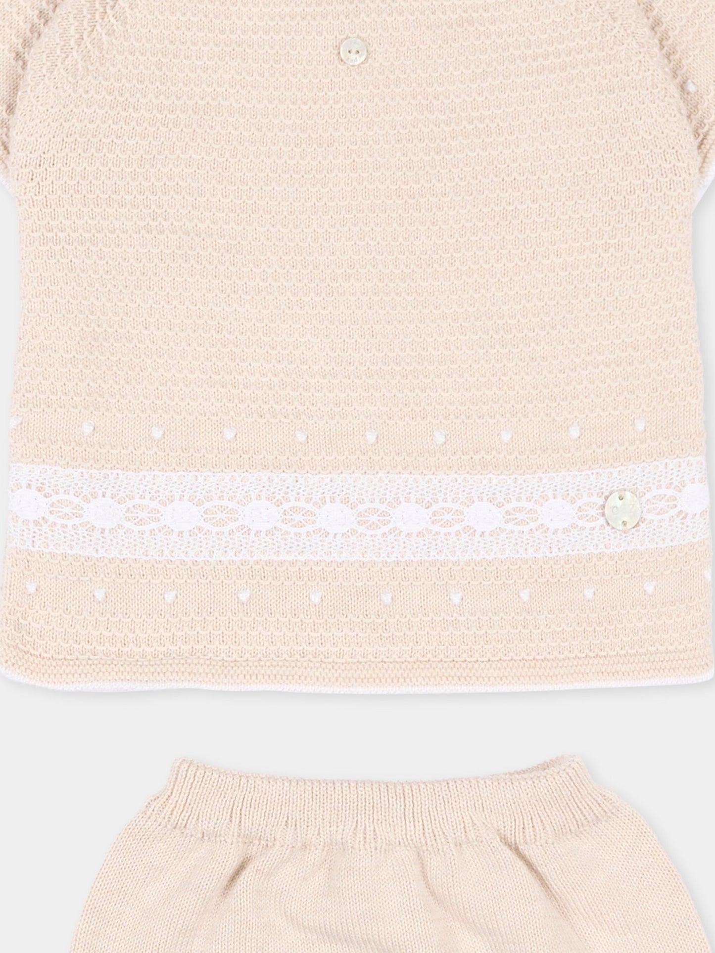 Completo nascita beige per neonati,Paz Rodríguez,103C 123497 7901 H82