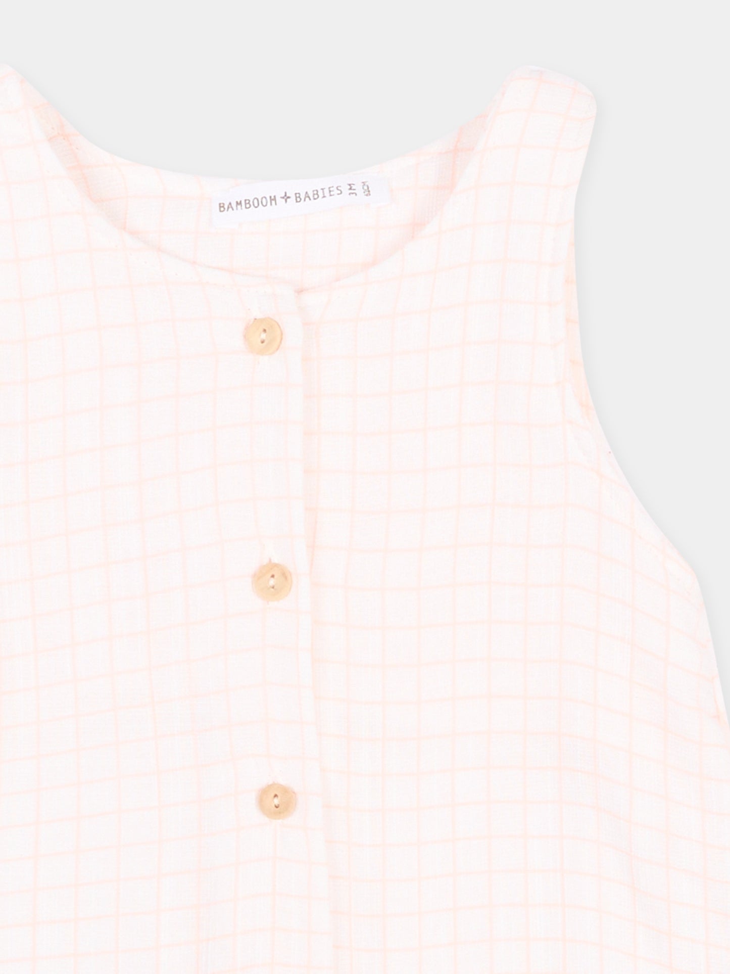 Pagliaccetto bianco per neonata a quadretti,Bamboom,1124TE00070 SQUARE WHITE/PINK