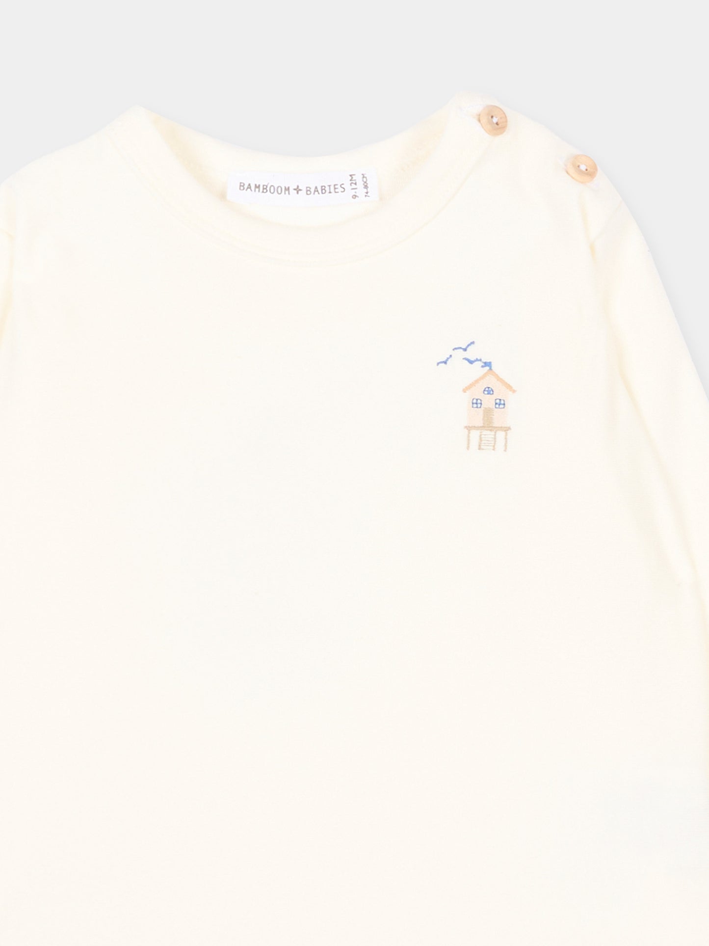 Felpa avorio per neonati con casetta,Bamboom,1164TE00066 OFFWHITE