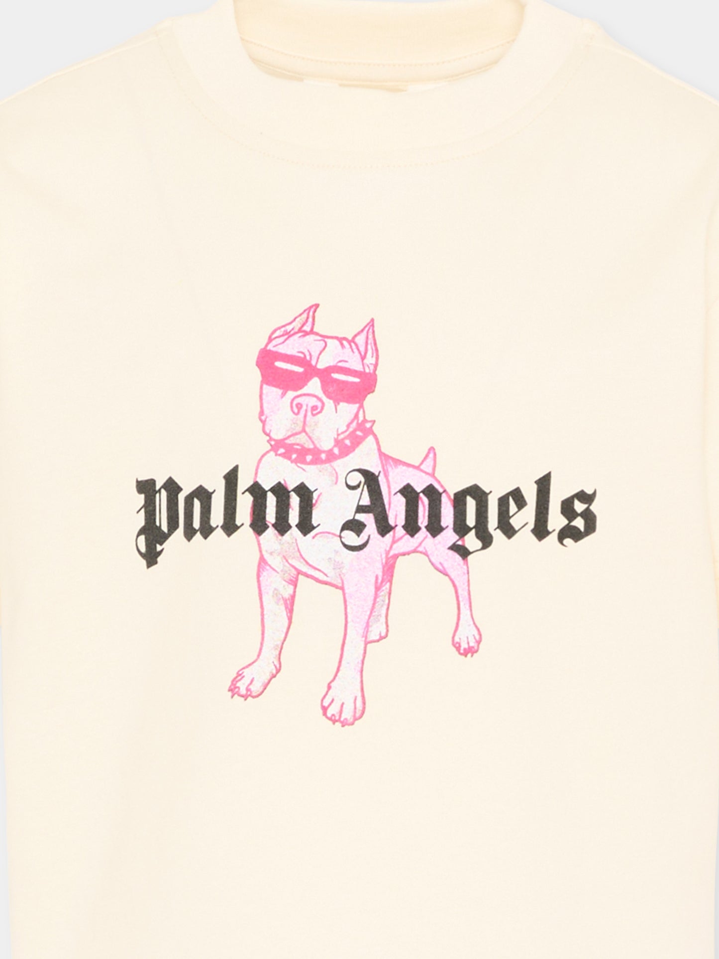 T-Shirt avorio per bambina con cane,Palm Angels,PGAA002S26JER009 002