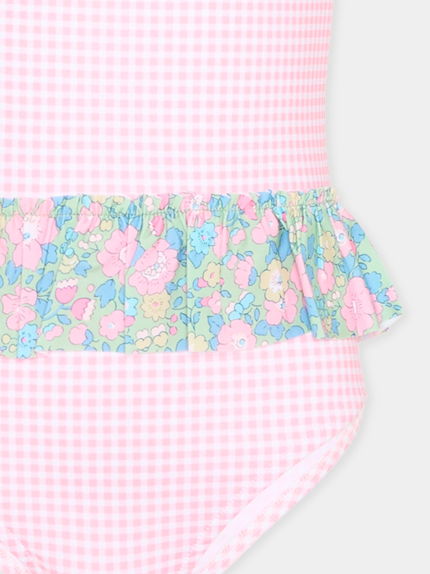 Costume intero rosa per bambina vichy,Pesciolino Rosso,INLY06 PATCH S 184