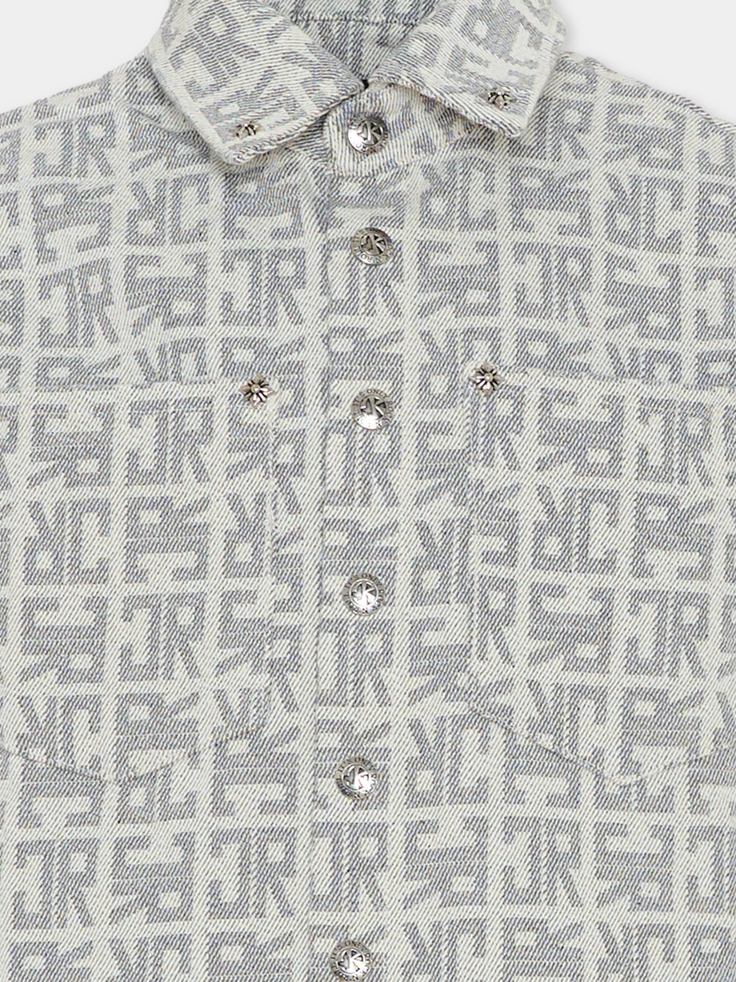 Camicia grigia per bambino con logo,Richmond,RBA25133CA JR MONOGRAM GREY