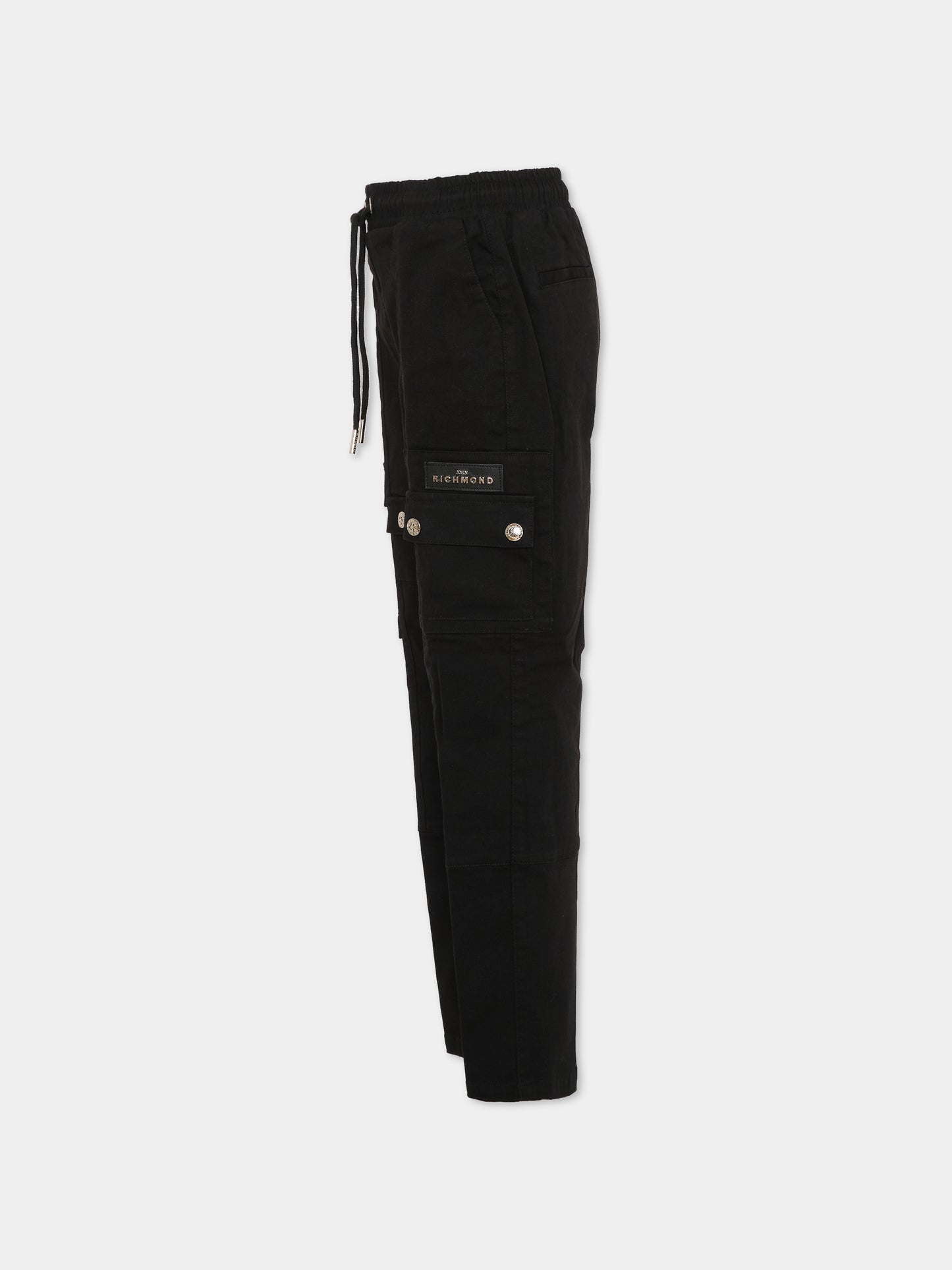 Pantaloni neri pe bambino con logo,Richmond,RBA25148PA BLACK