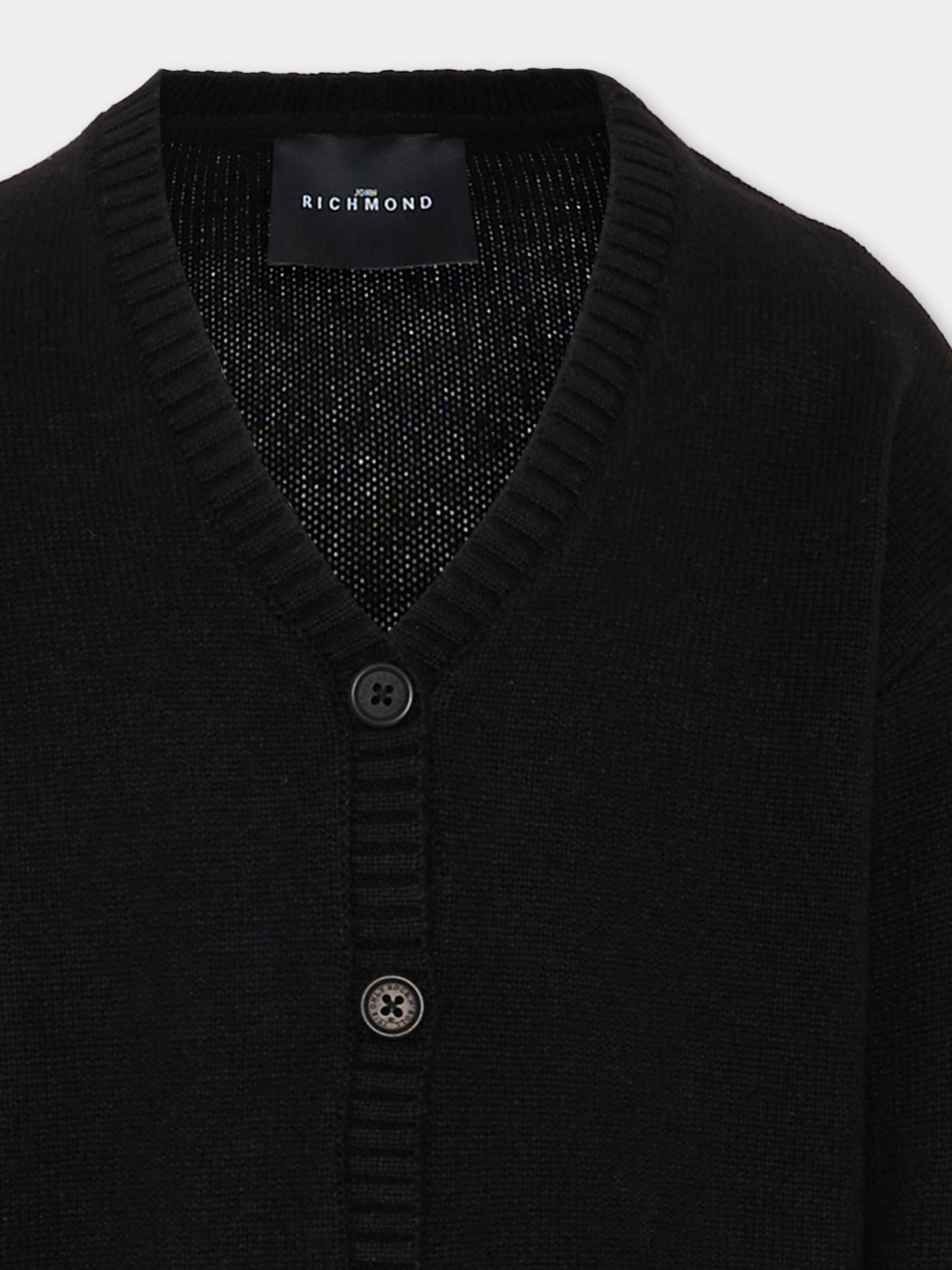Cardigan nero per bambina con logo,Richmond,RGA25192CD BLACK