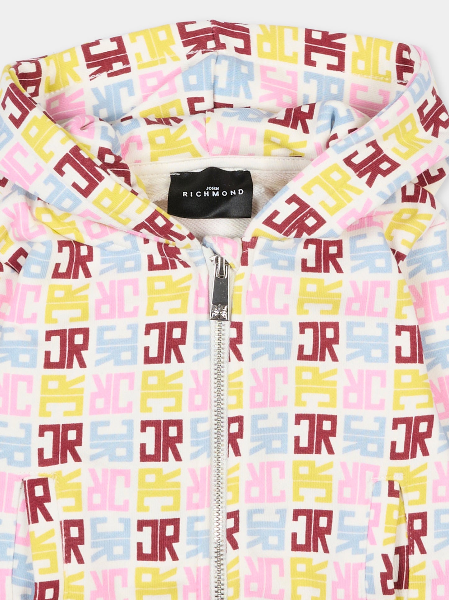 Felpa bianca per neonata con logo multicolor,Richmond,RIA25069FE JR M.MULTICOLOR/O-WH