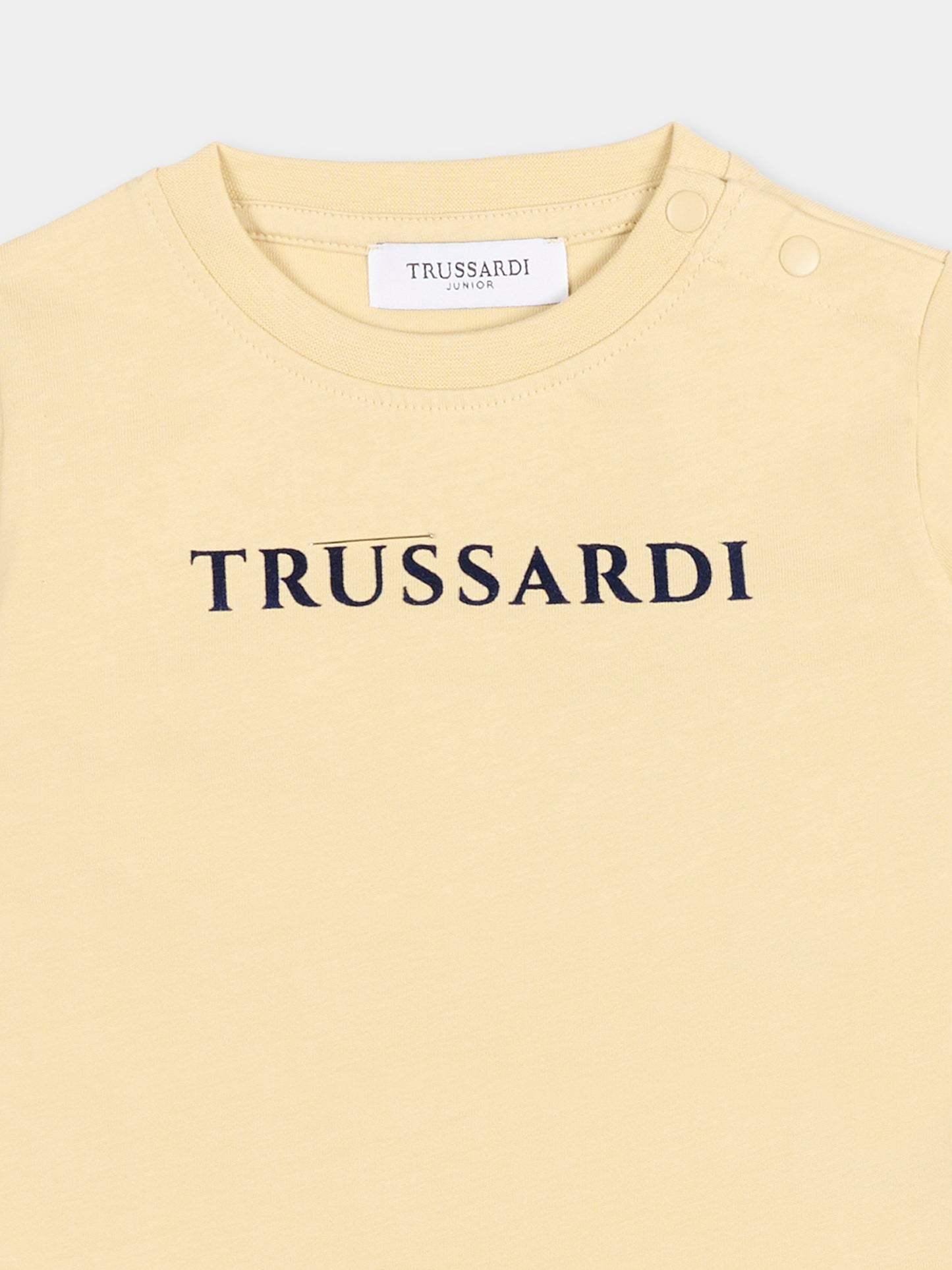 T-shirt beige per neonato con logo,Trussardi Junior,TIA25014TS BROWN RICE