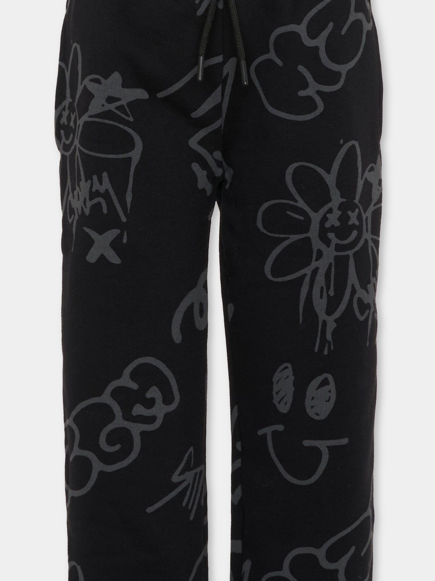 Pantaloni neri per bambino con stampa graffiti,Msgm Kids,F5MSJBFP245 110