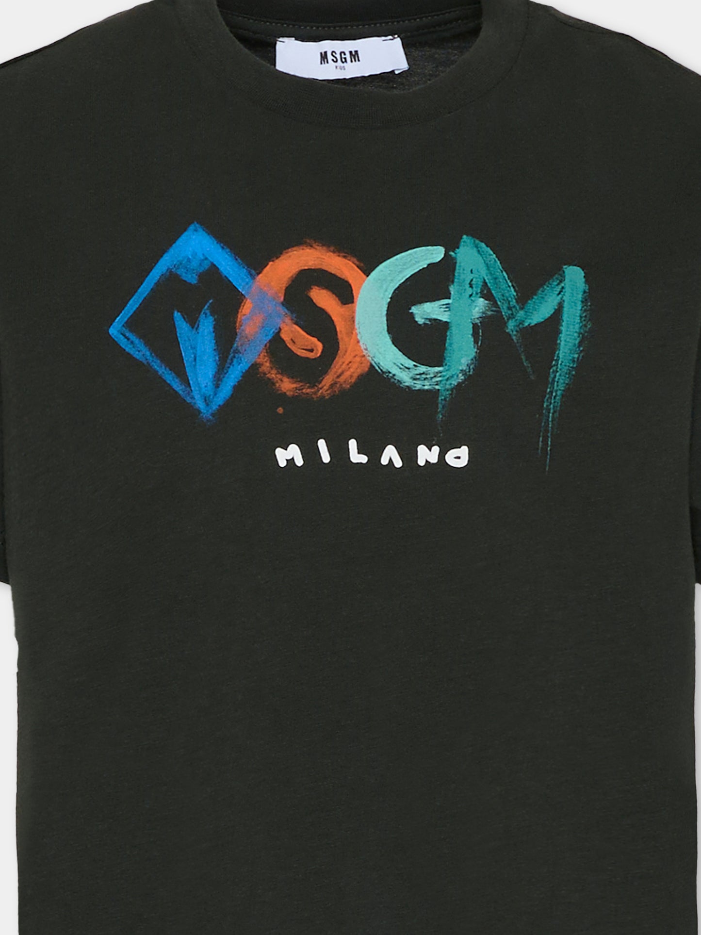 T-shirt nera per bambino con logo,Msgm Kids,F5MSJBTH249 MS040