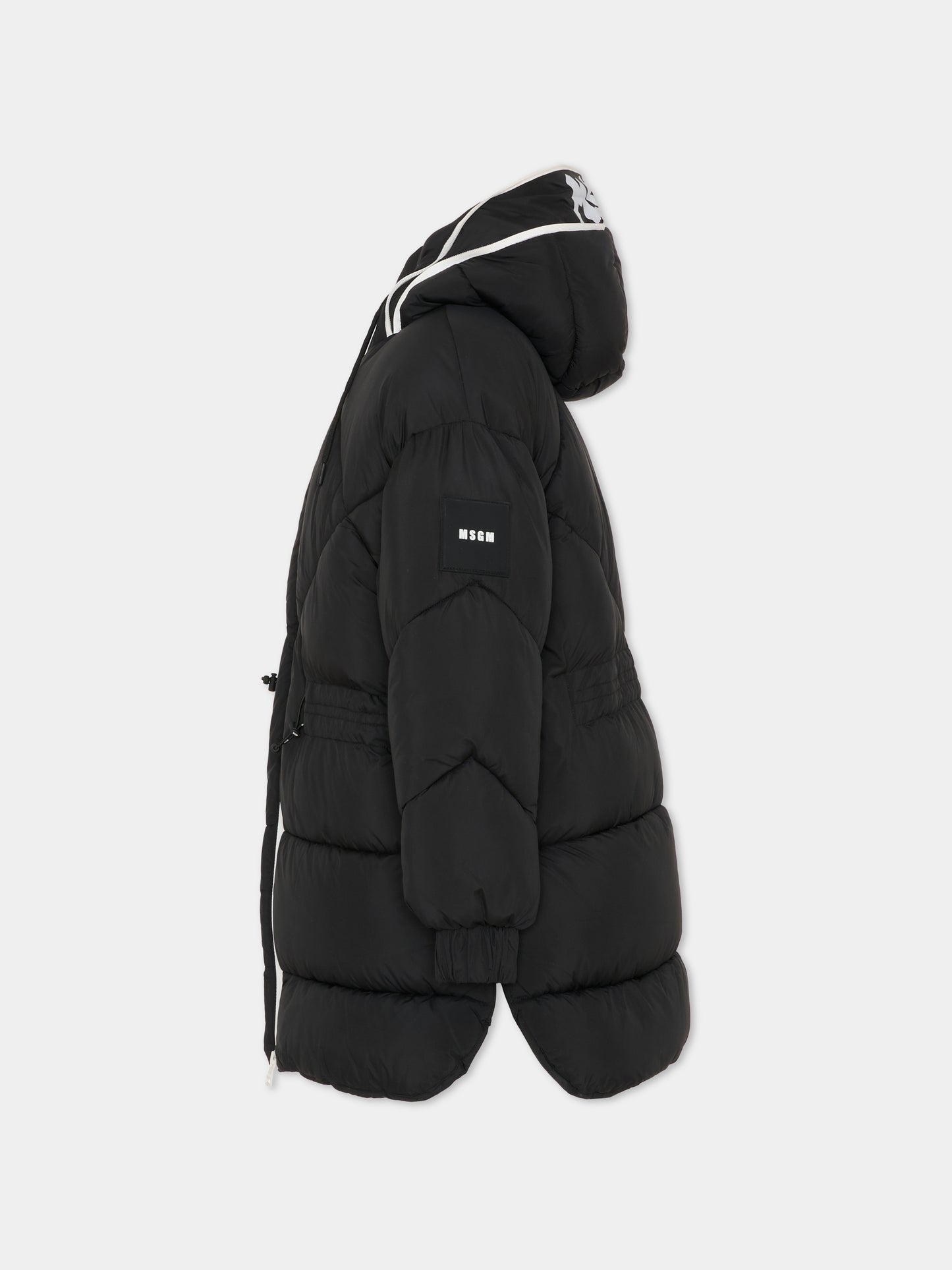 Piumino nero per bambina con logo,Msgm Kids,F5MSJGPF005 110