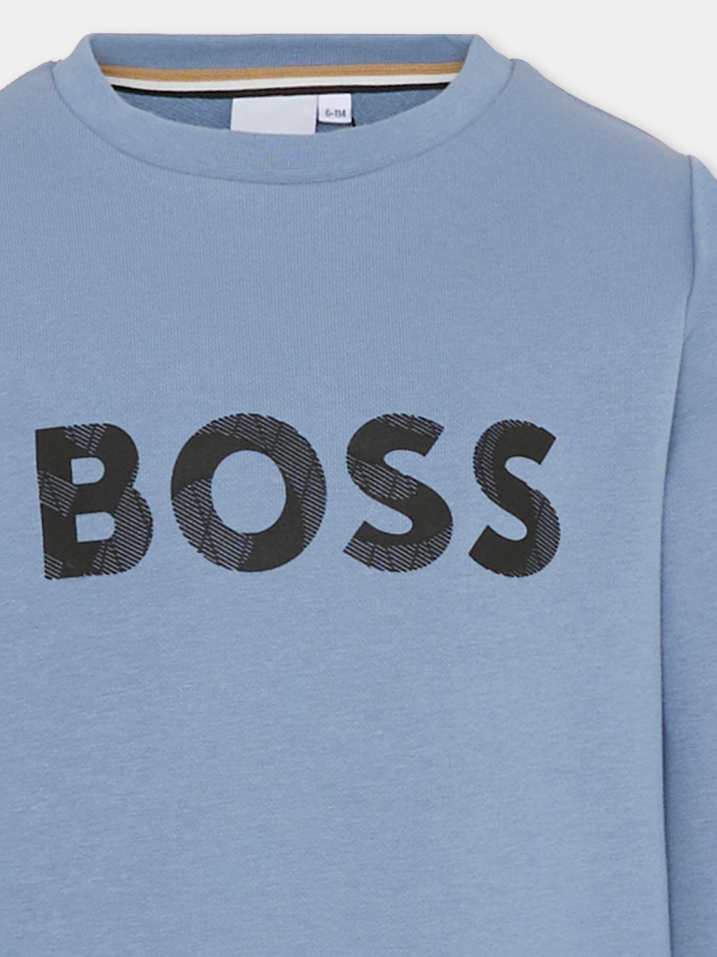 Felpa celeste per bambino con logo,Boss,J51191 049