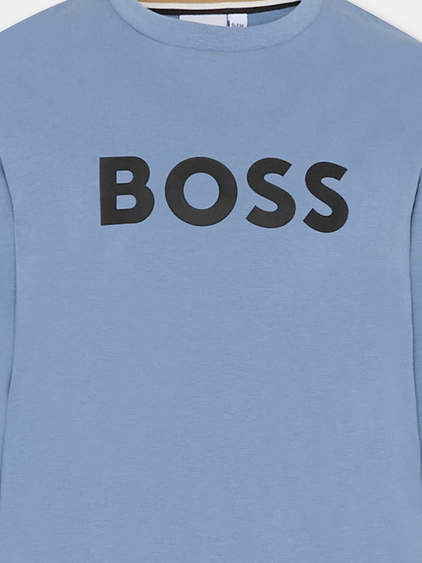 T-shirt celeste per bambino con logo,Boss,J51211 049