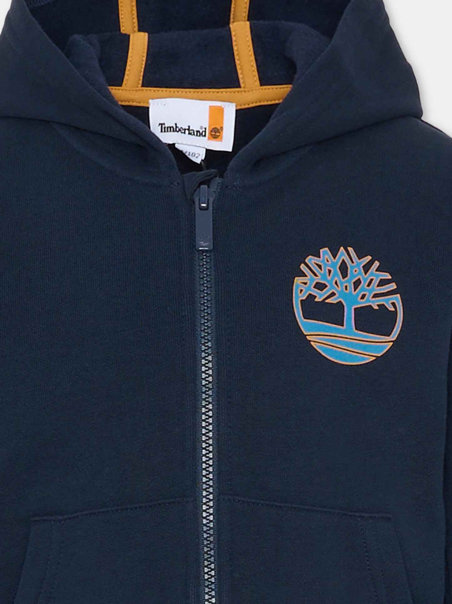 Felpa blu per bambino con stampa albero,Timberland,T60262 83D