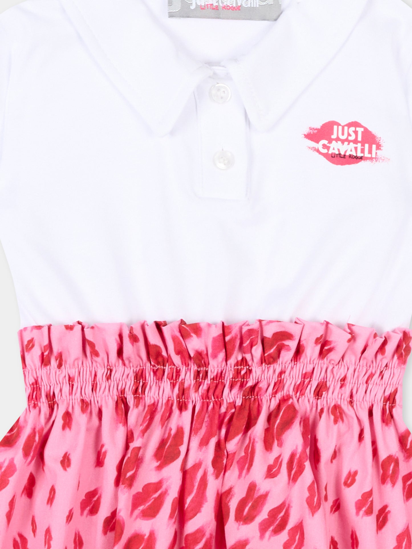 Vestito bianco per neonata con stampa baci,Just Cavalli Kids,JIP26013VE WHITE