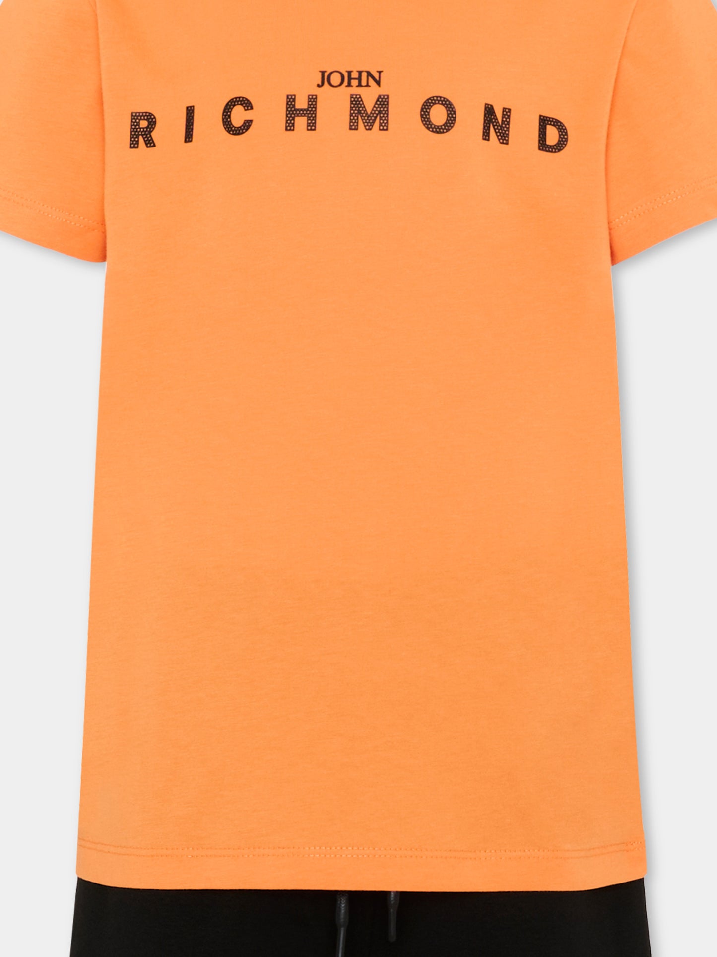 Completo sportivo arancione per bambino con logo,Richmond,RBP26018CJ ORANGE PEEL
