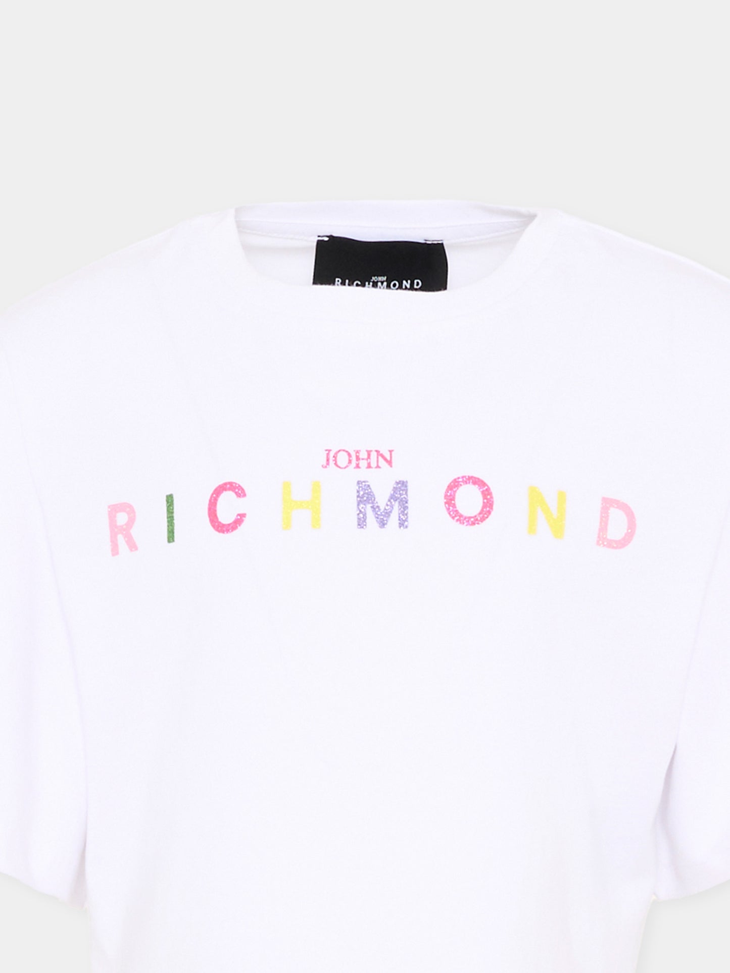 T-Shirt bianca per bambina con logo glitter,Richmond,RGP26008TO WHITE