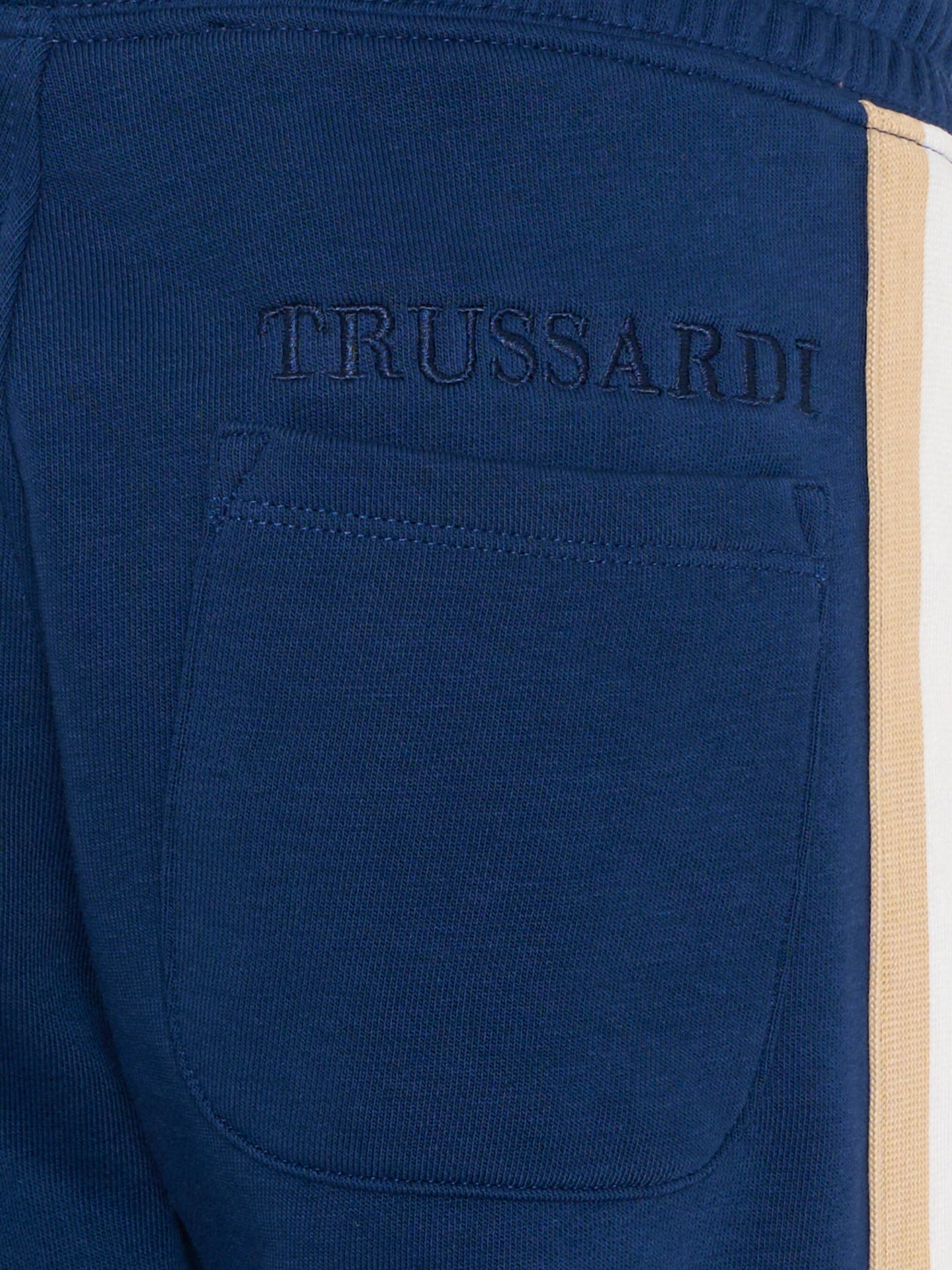 Pantaloni sportivi blu per bambino con bande,Trussardi Junior,TBP26054PA BLUE ESTATE