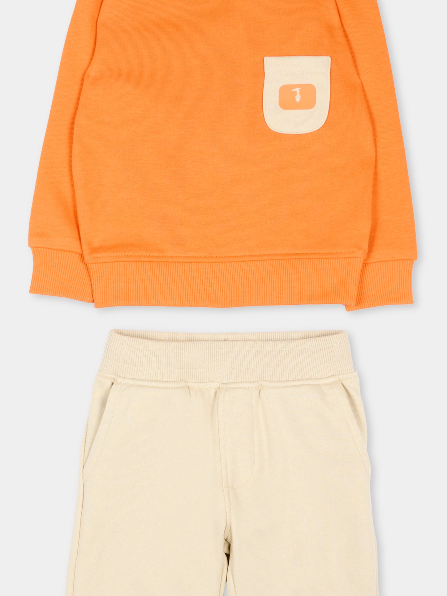 Completo sportivo arancione per neonato con levriero,Trussardi Junior,TIP26077CF ORANGE GOLDEN POPPY