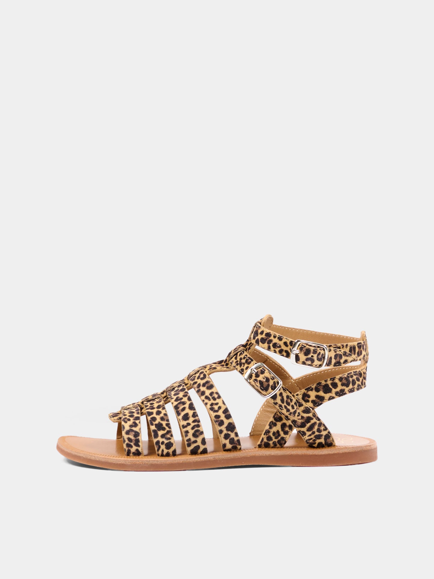 Sandali marroni Plagette Gladiator per bambina animalier,Pom D'api,U 1 FF MN04 R1 SAHARA