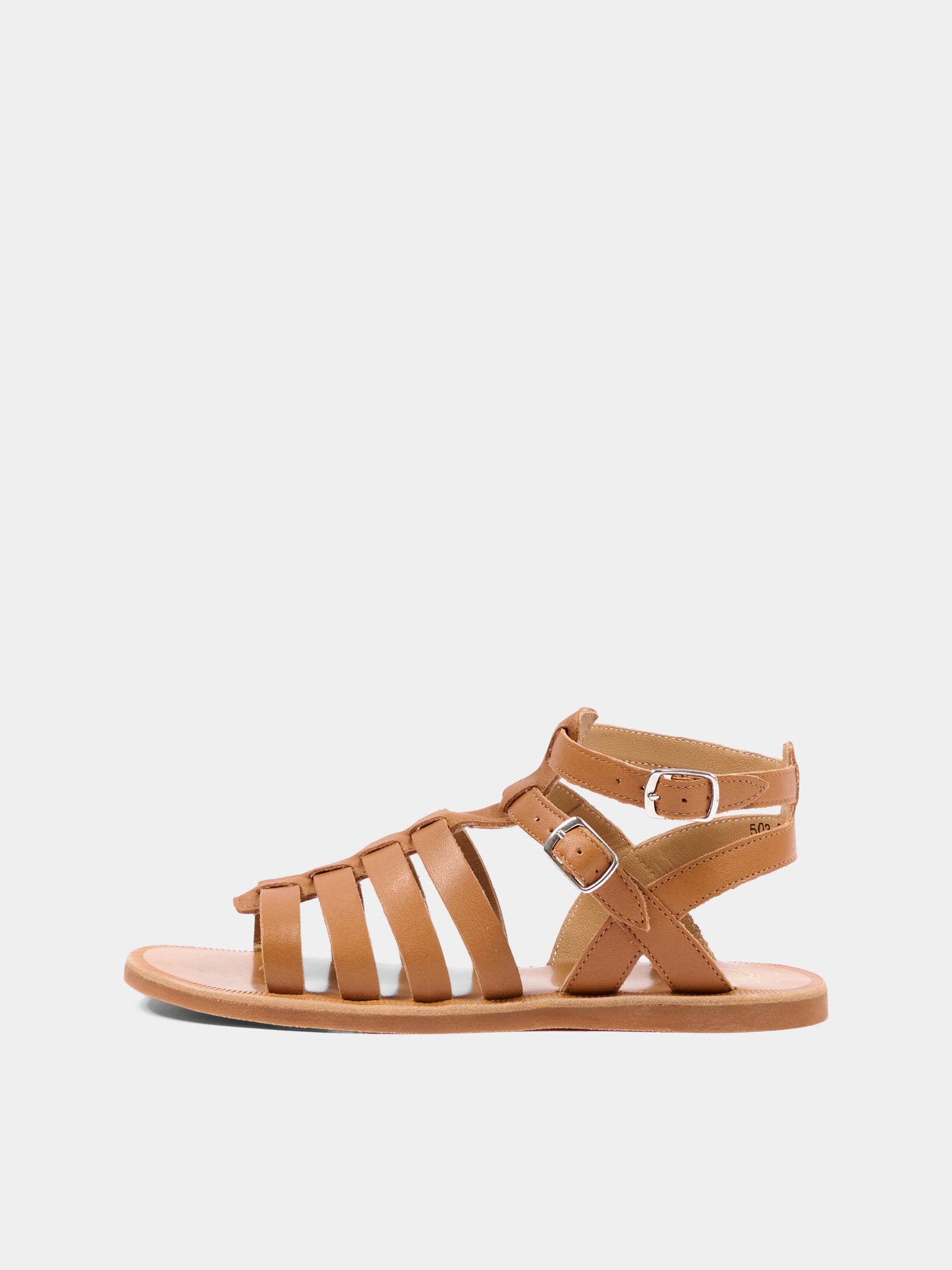 Sandali marroni per bambina,Pom D'api,U 1 FF NA04 08 CUERO