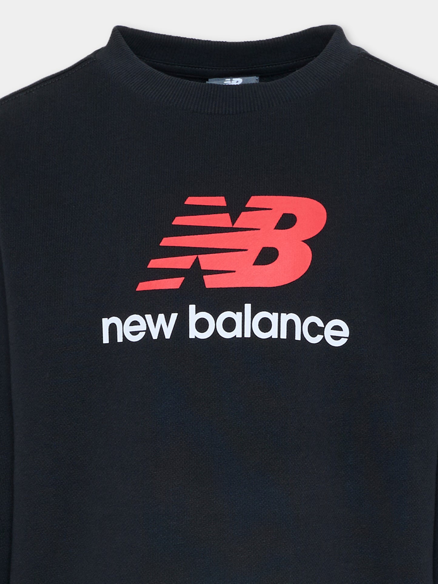 Felpa nera per bambini con logo,New Balance,LAKB0269 BK