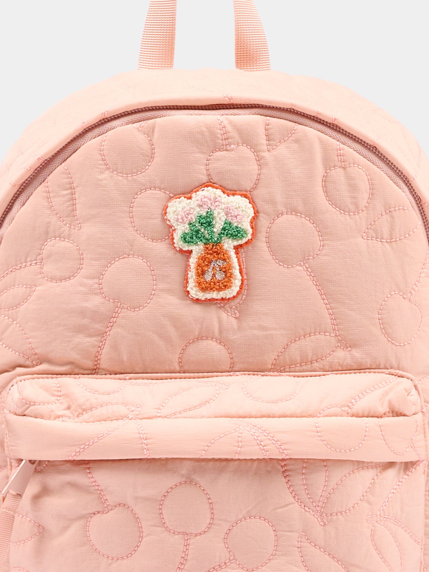 Zaino rosa per bambina trapuntato con ciliegie,Bonpoint,W06GBAW00001 025D