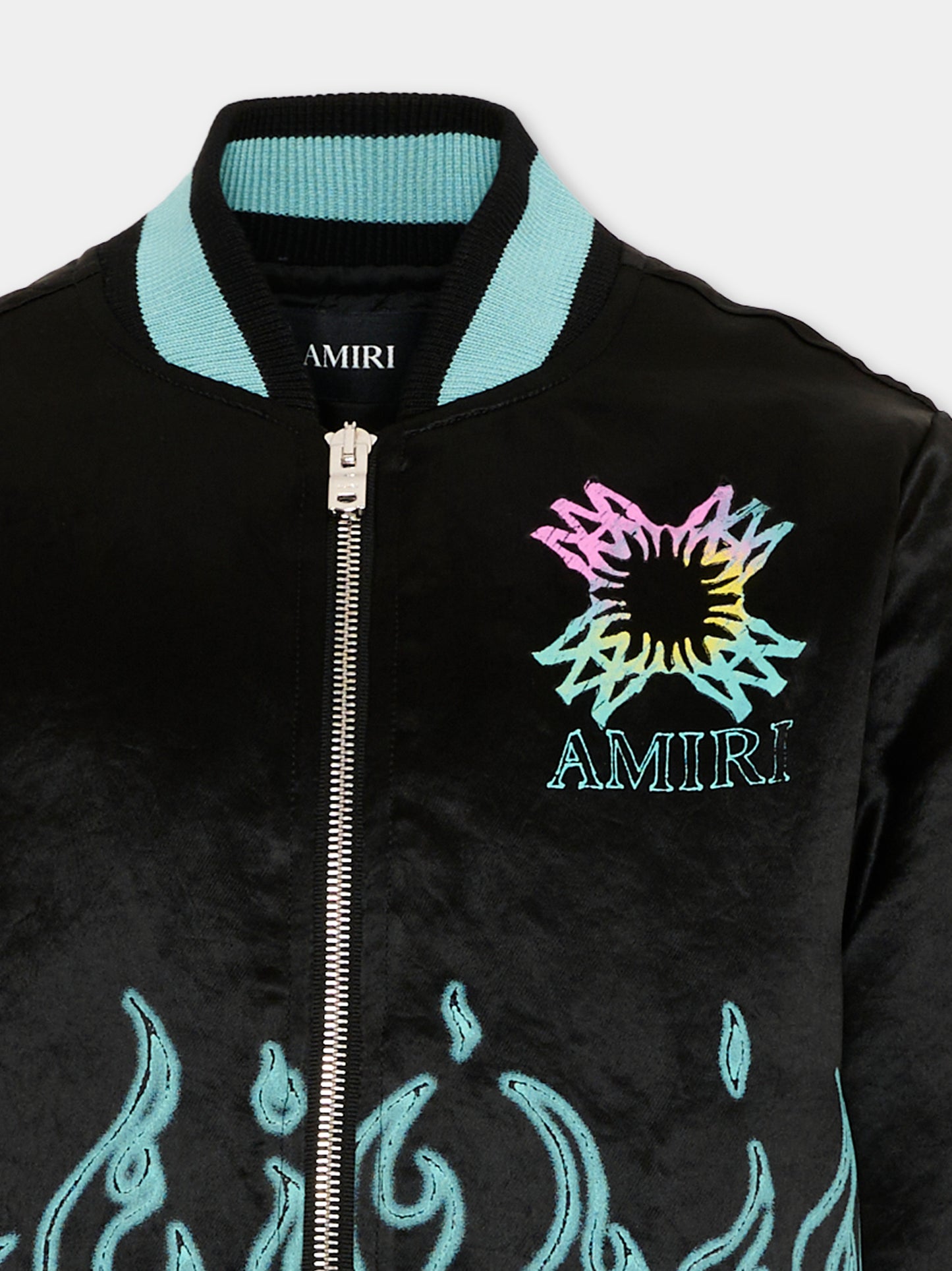 Bomber nero per bambino con fiamme,Amiri,ACOUJA1006 001 BLACK