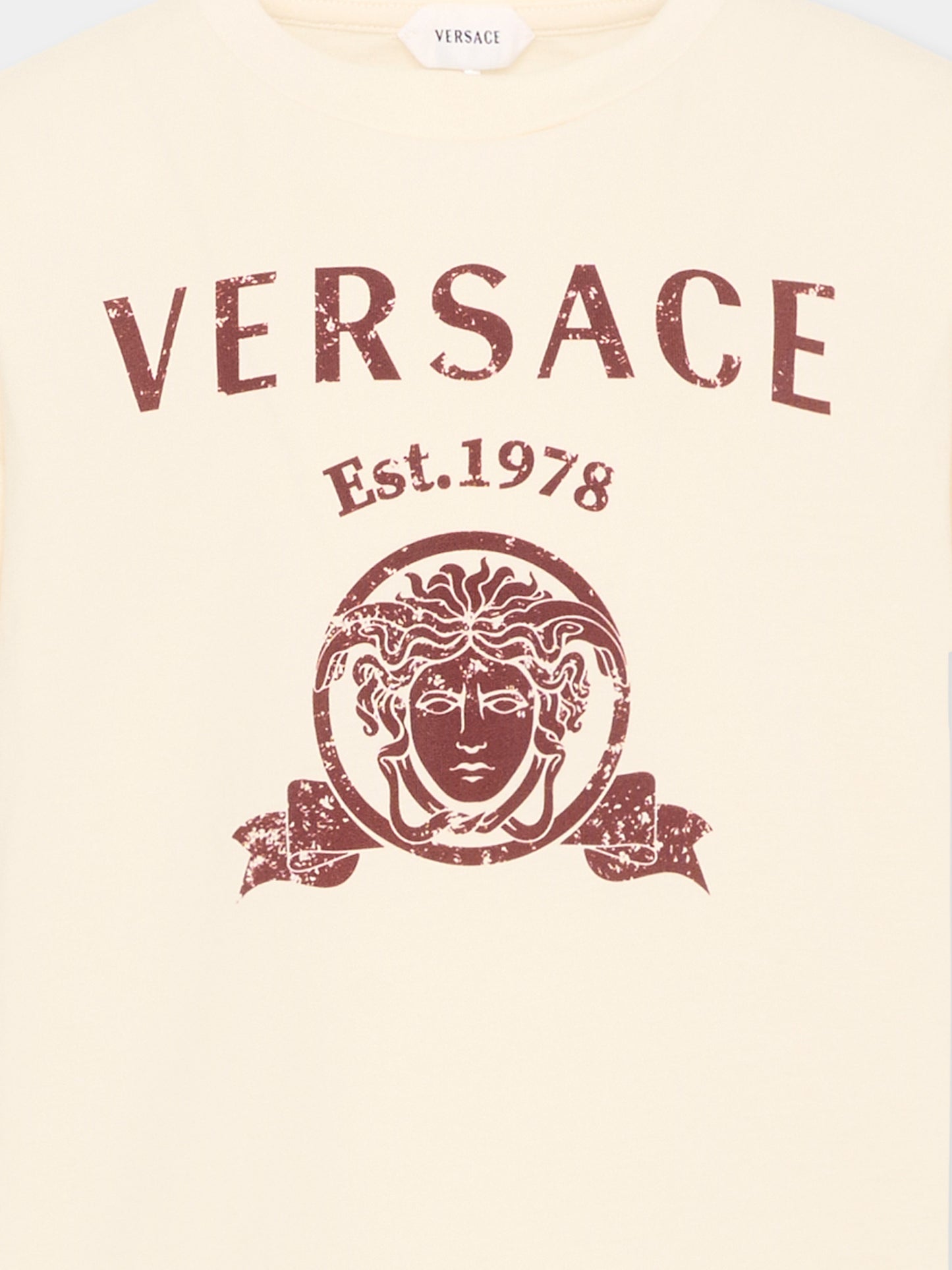 T-Shirt avorio per bambini con logo,Versace,1024946 1A18123 2YE00