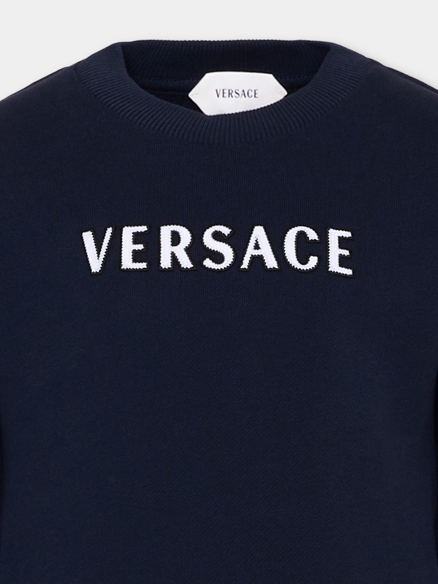 Vestito blu per bambina con logo,Versace,1024919 1A18130 6UH00
