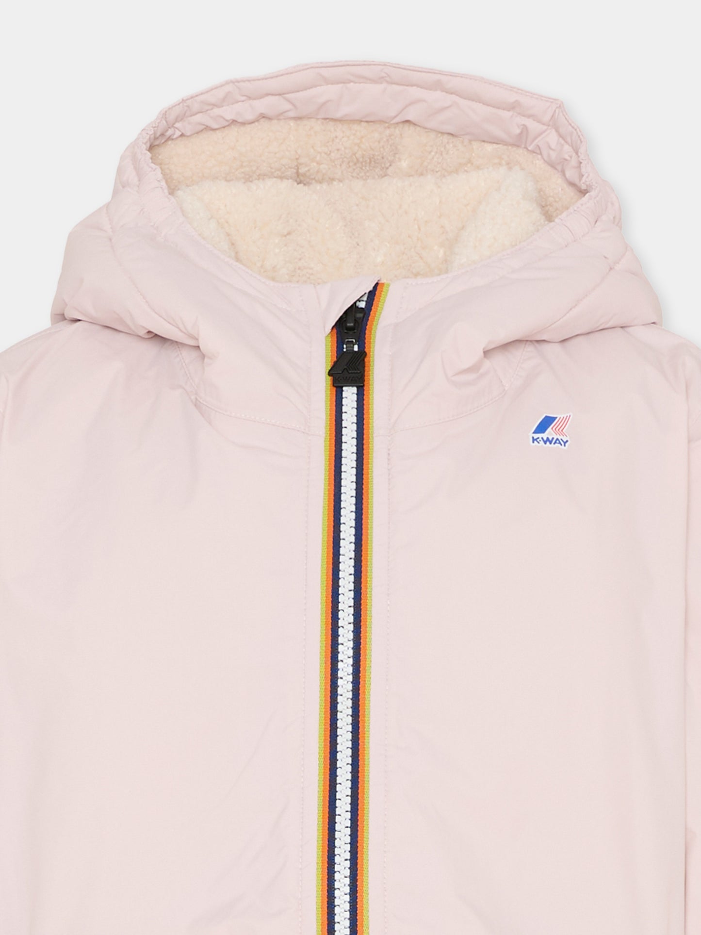 Piumino rosa Le Vrai 4.0 Claude Orsetto per bambina con logo,K-way,K7142TW W7G