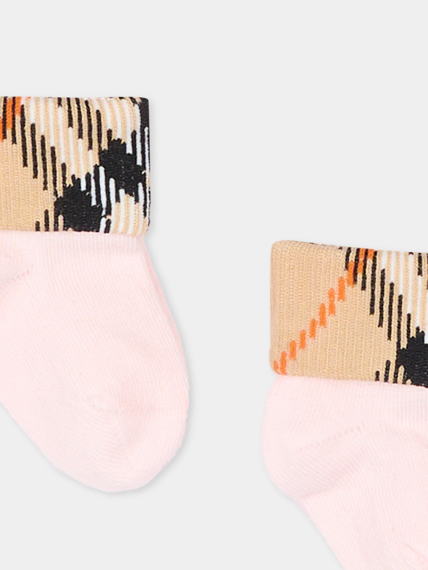 Calzini rosa per neonata con check vintage,Burberry Kids,8121866 A1439