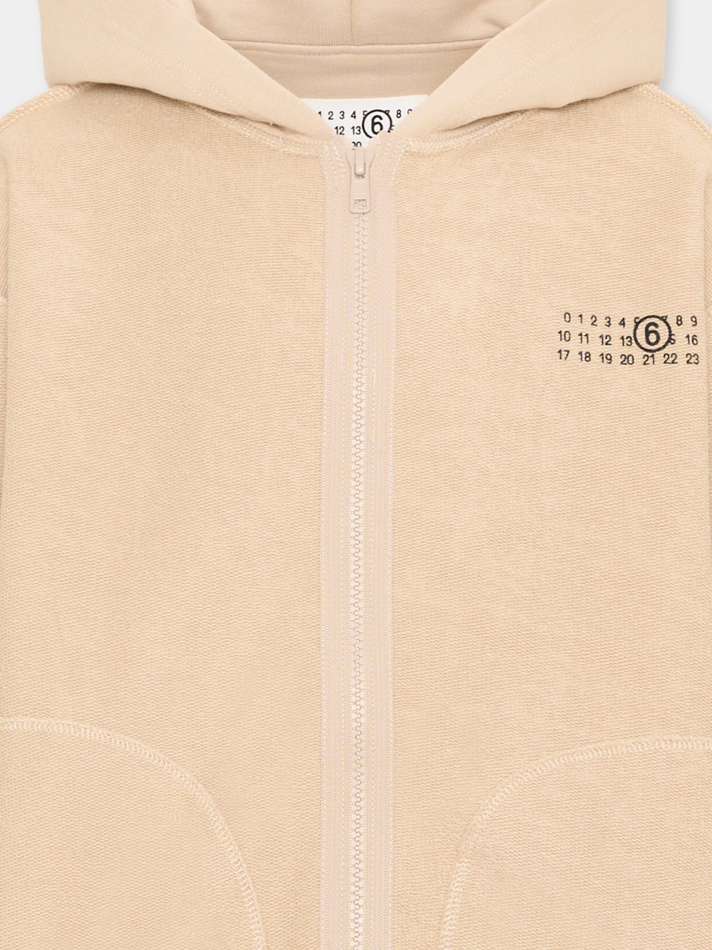 Felpa beige per bambini con logo,Mm6 Maison Margiela,M61130 MM08S M6712