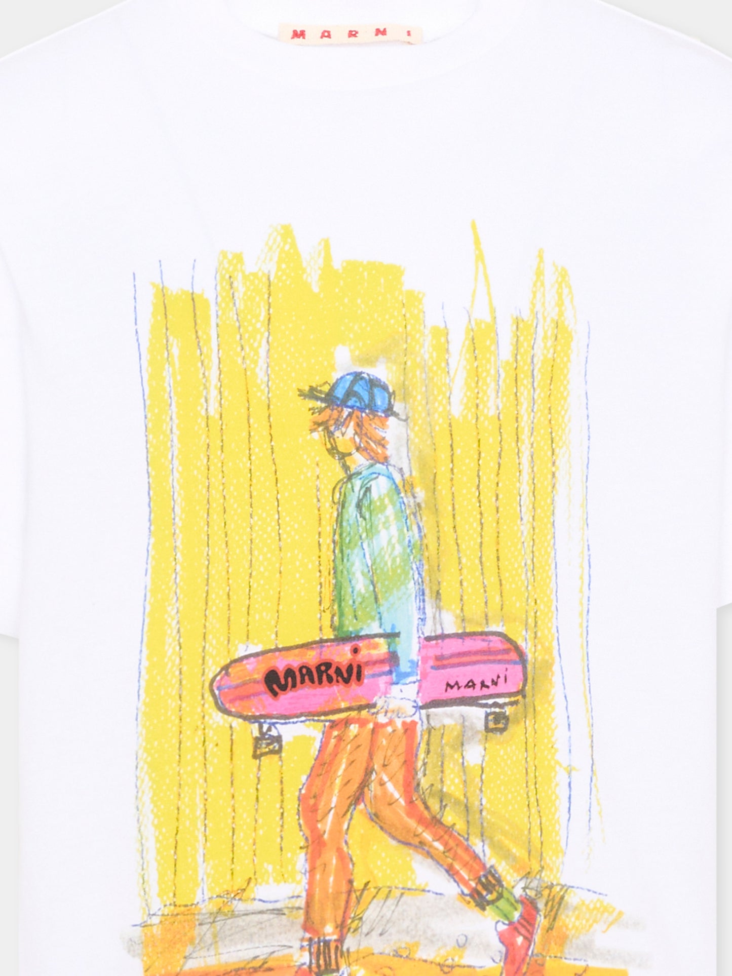 T-Shirt bianca per bambino con stampa,Marni Kids,M01947 M00L9 0M100