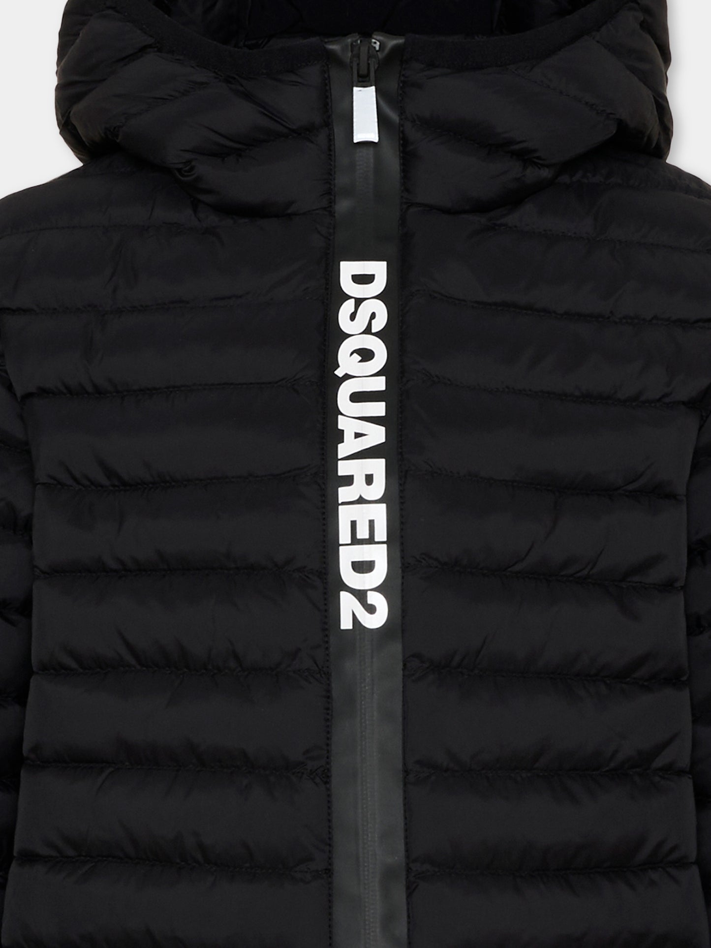 Piumino nero per bambini con logo,Dsquared2,DQ3232 D0ABC DQ900