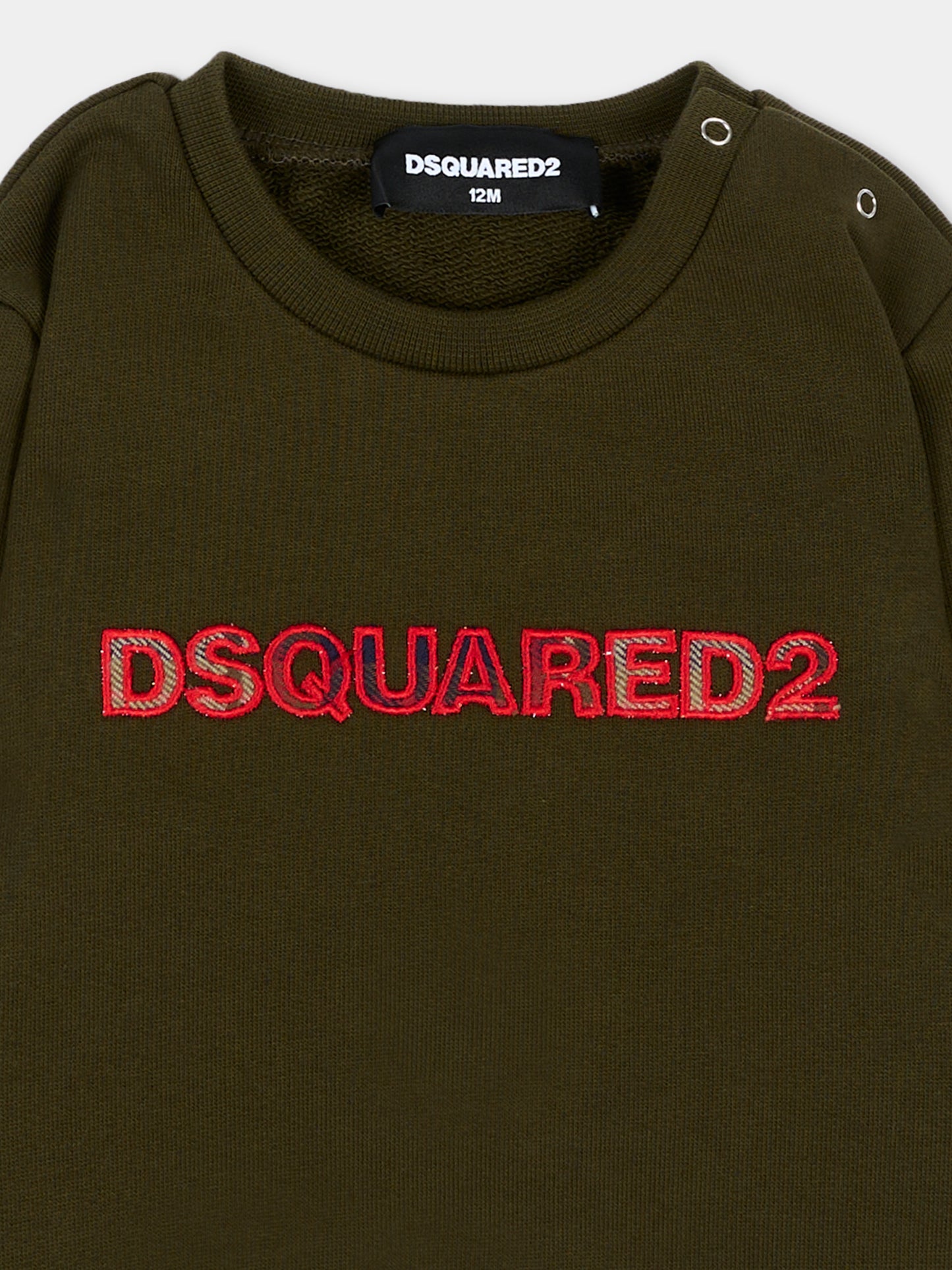 Felpa verde per neonati con logo,Dsquared2,DQ3510 D0AJ2 DQ558