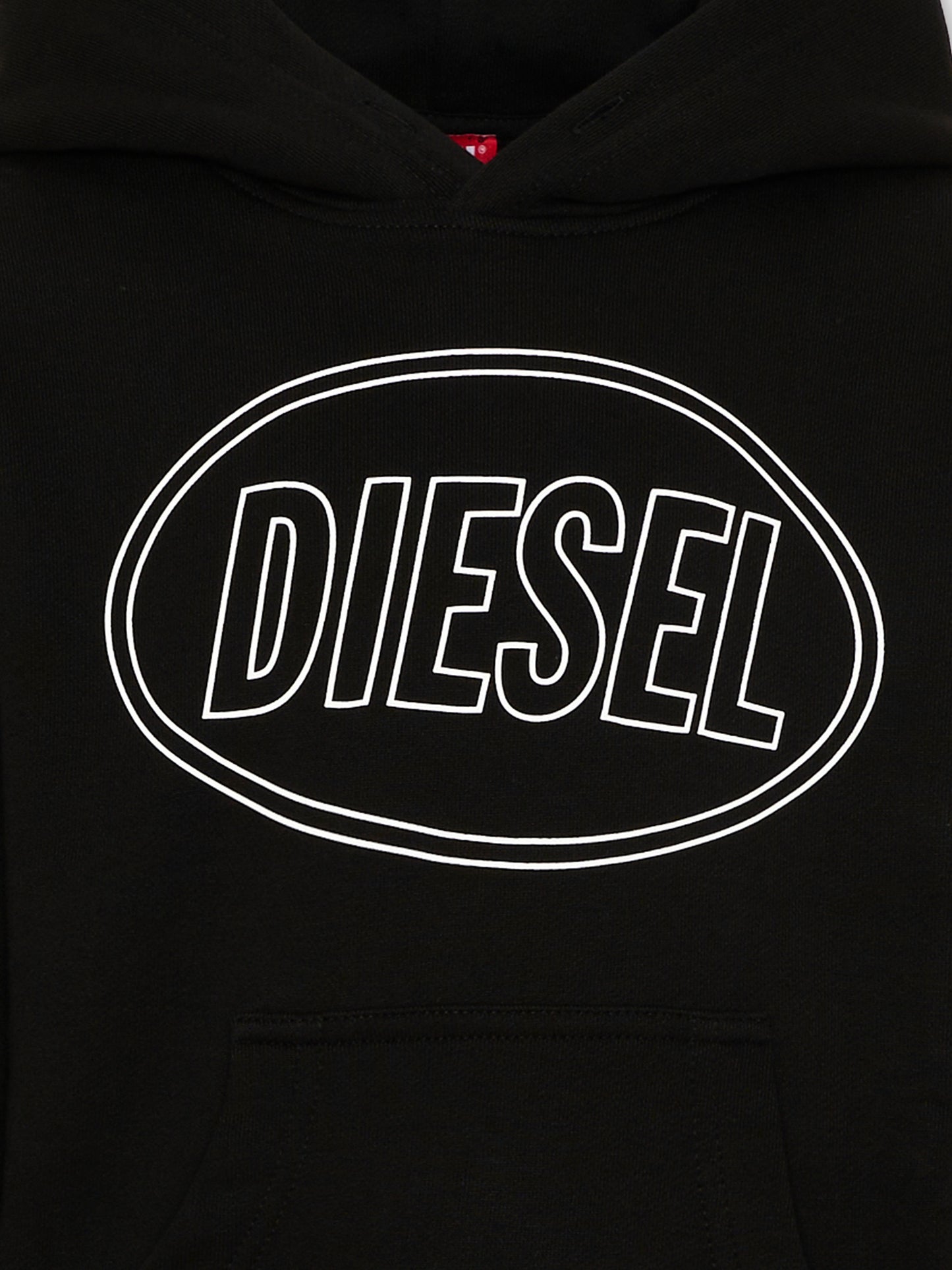 Felpa nera per bambini con logo,Diesel,J02612 0GEAD K900