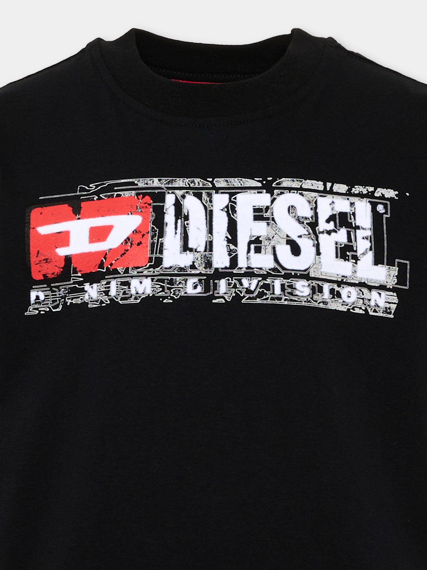 T-Shirt nera per bambino con logo,Diesel,J02976 00YI9 K900