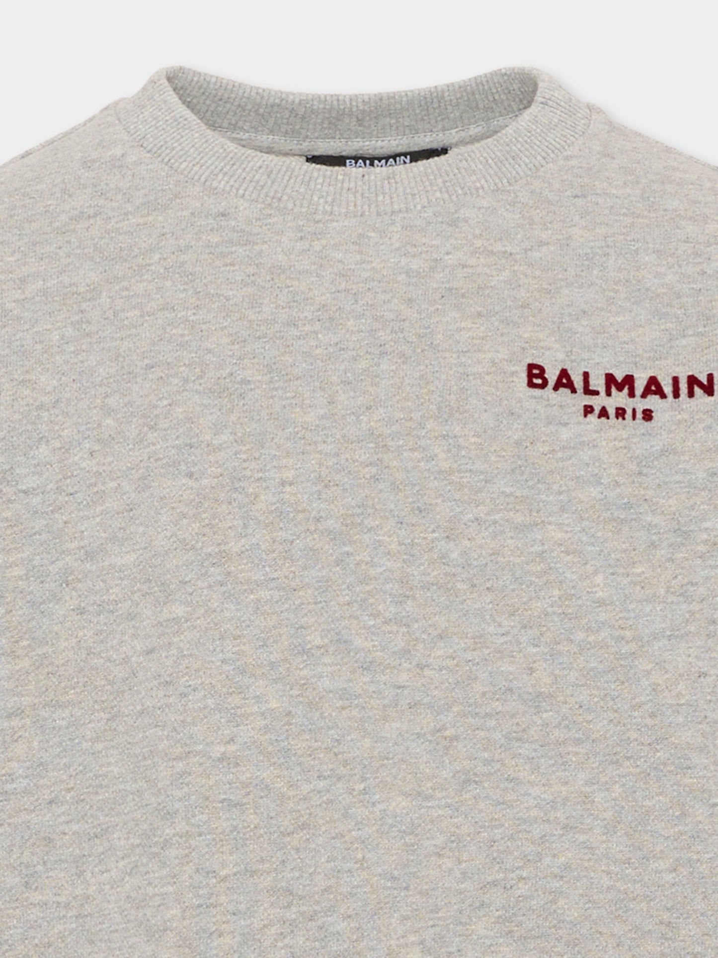 Felpa grigia per bambini con logo,Balmain Kids,BZ4I40 Z3188 806BD
