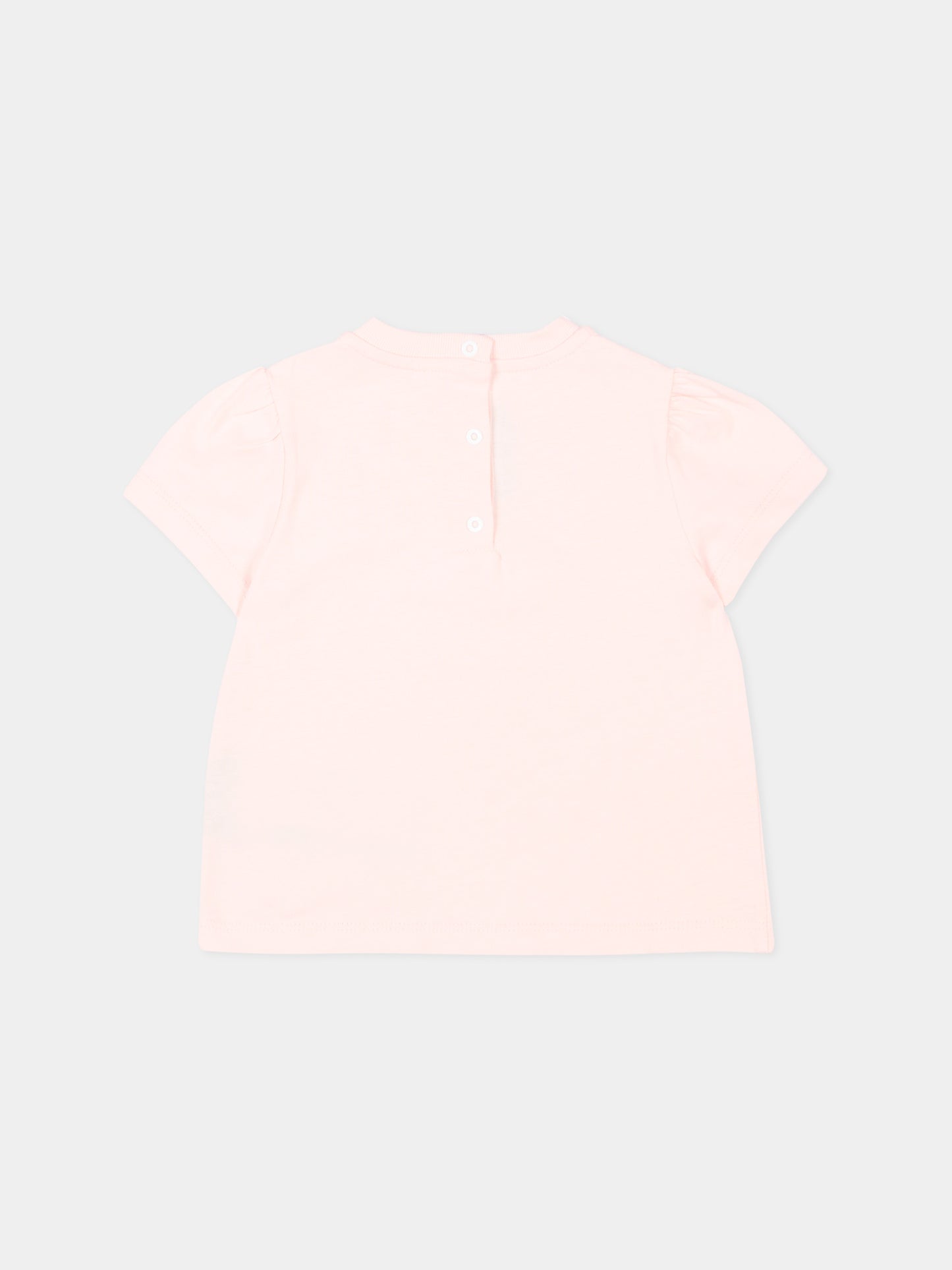 T-shirt rosa per neonata con logo,Balmain Kids,BZ8021 Z3672 508FU