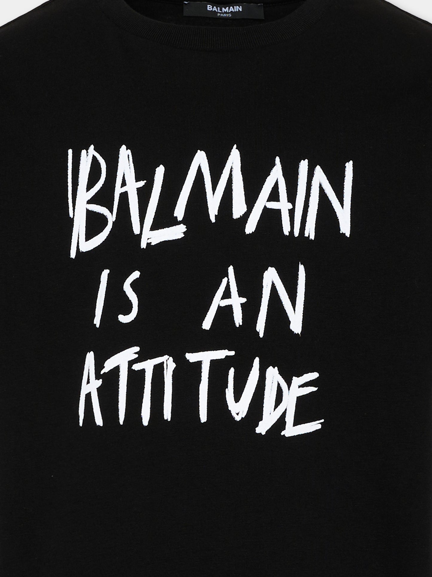 T-shirt nera per bambino con logo,Balmain Kids,BZ8H01 Z3672 930BC