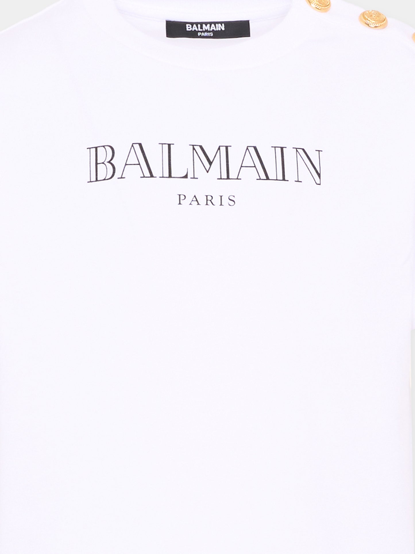 T-Shirt bianca per bambini con logo,Balmain Kids,BZ8H51 Z3672 100NE