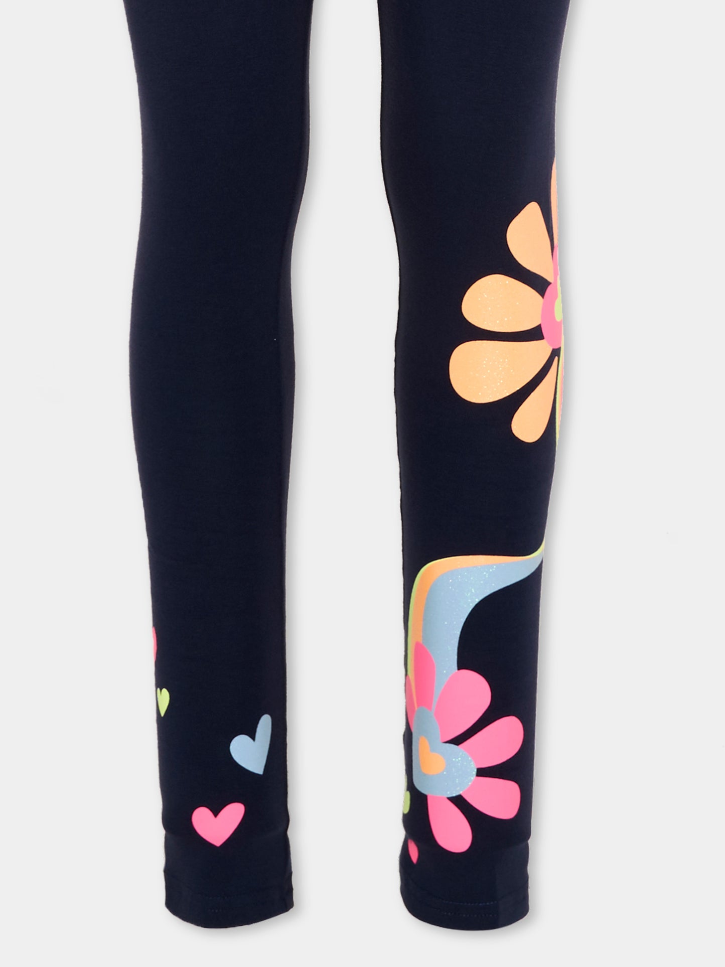 Leggings blu per bambina con fiori,Billieblush,U22421 85T