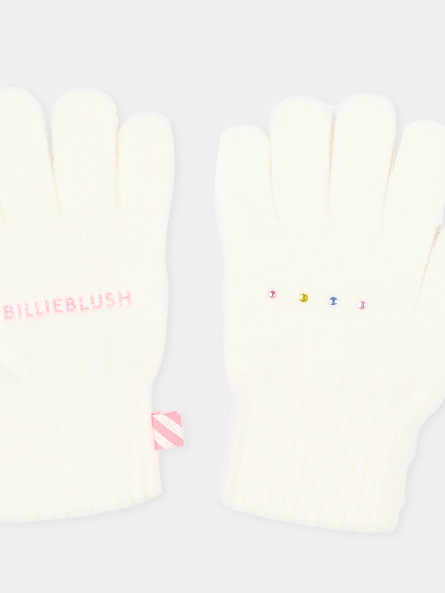 Guanti avorio per bambina con logo,Billieblush,U22541 121
