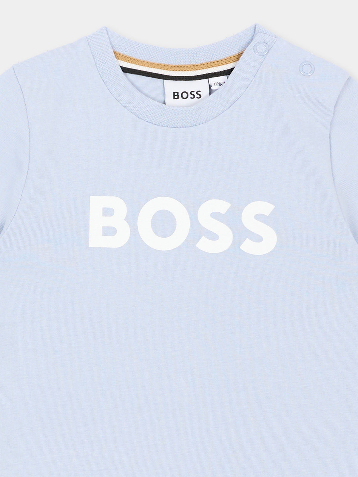 T-Shirt celeste per neonato con logo,Boss,J52712 796
