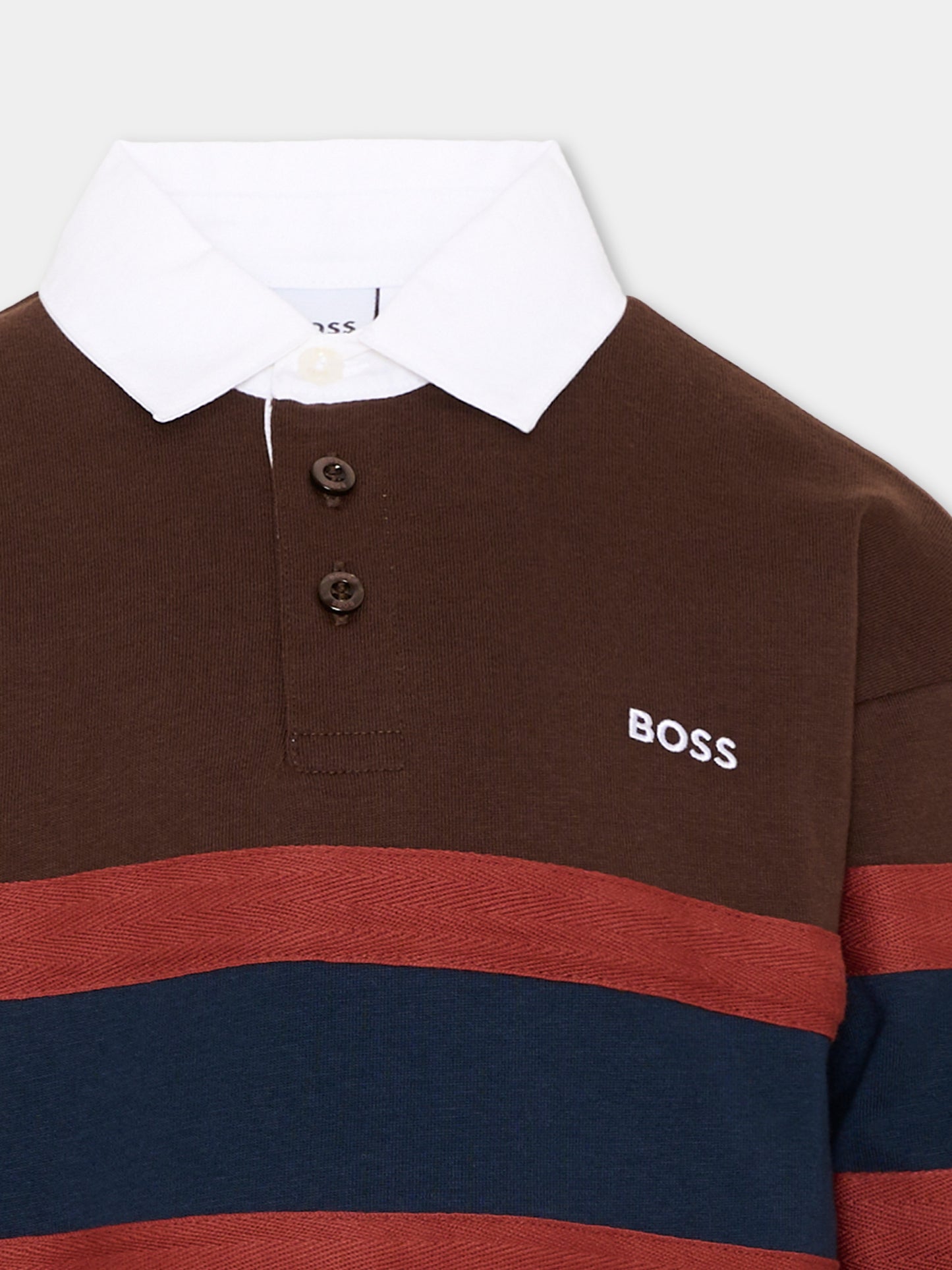 Brown polo for boy with logo