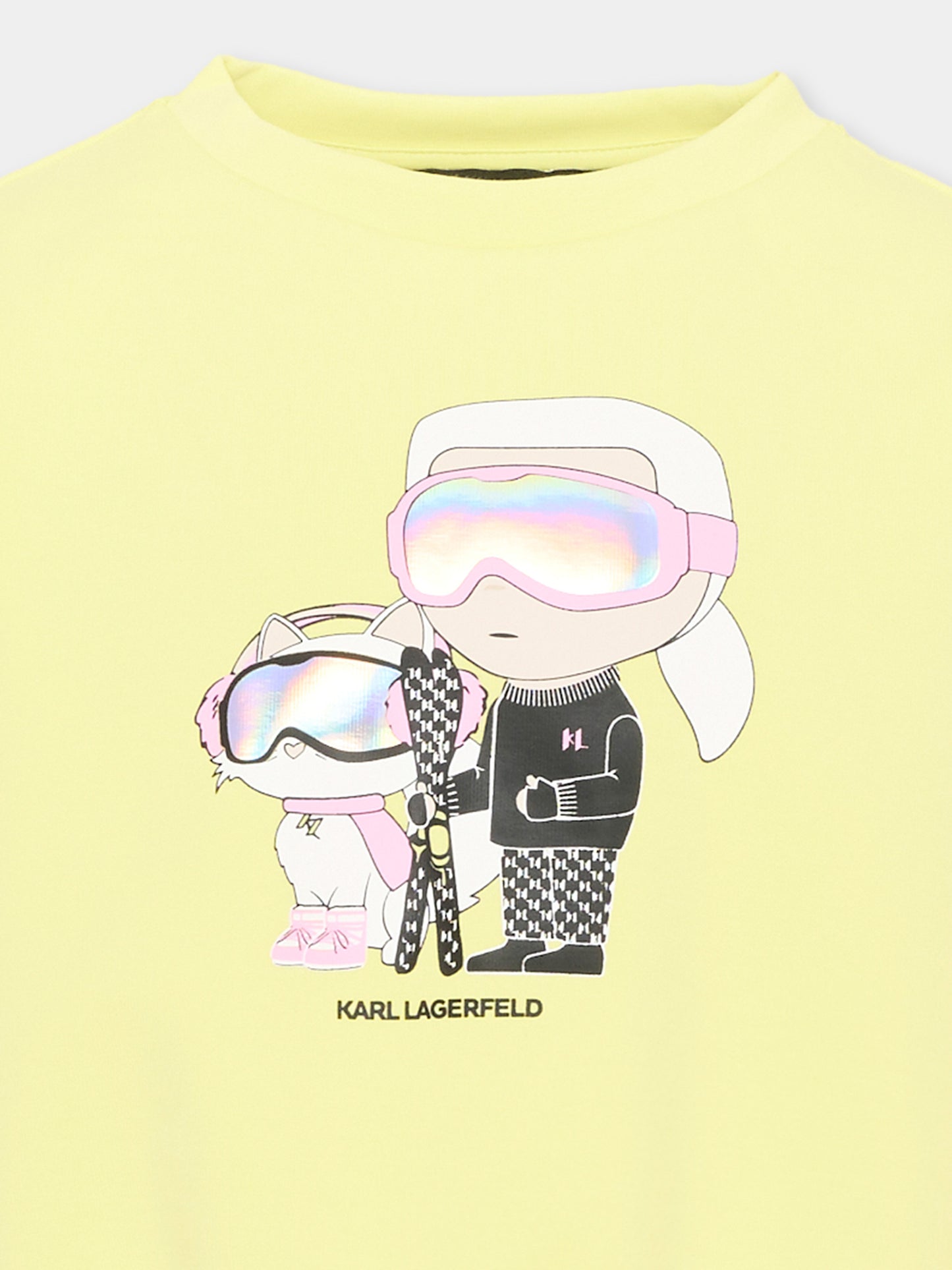 Felpa gialla per bambina con stampa,Karl Lagerfeld Kids,Z31318 532