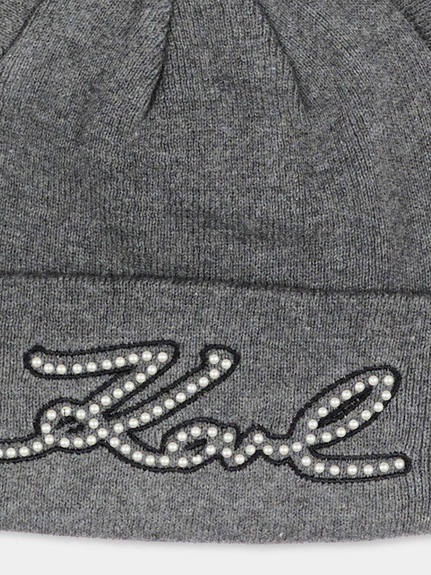 Berretto grigio per bambina con logo,Karl Lagerfeld Kids,Z31423 A19