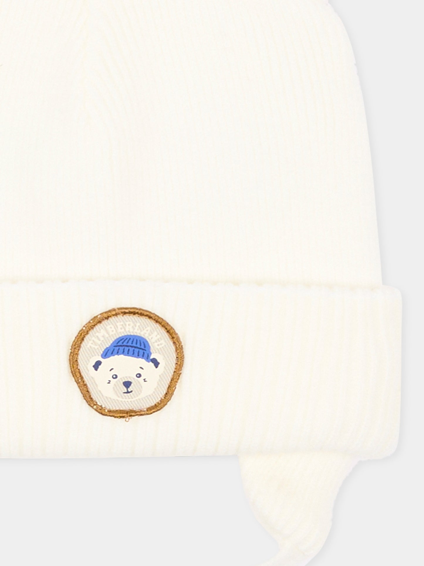 Berretto avorio per neonato con orsetto,Timberland,T61093 127