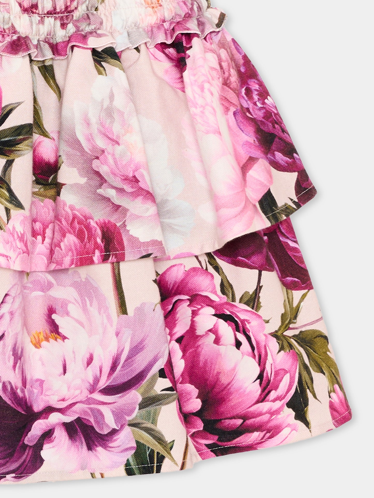 Gonna rosa per bambina con stampa floreale,Dolce & Gabbana Kids,L56I18 G7QZV HF6FZ