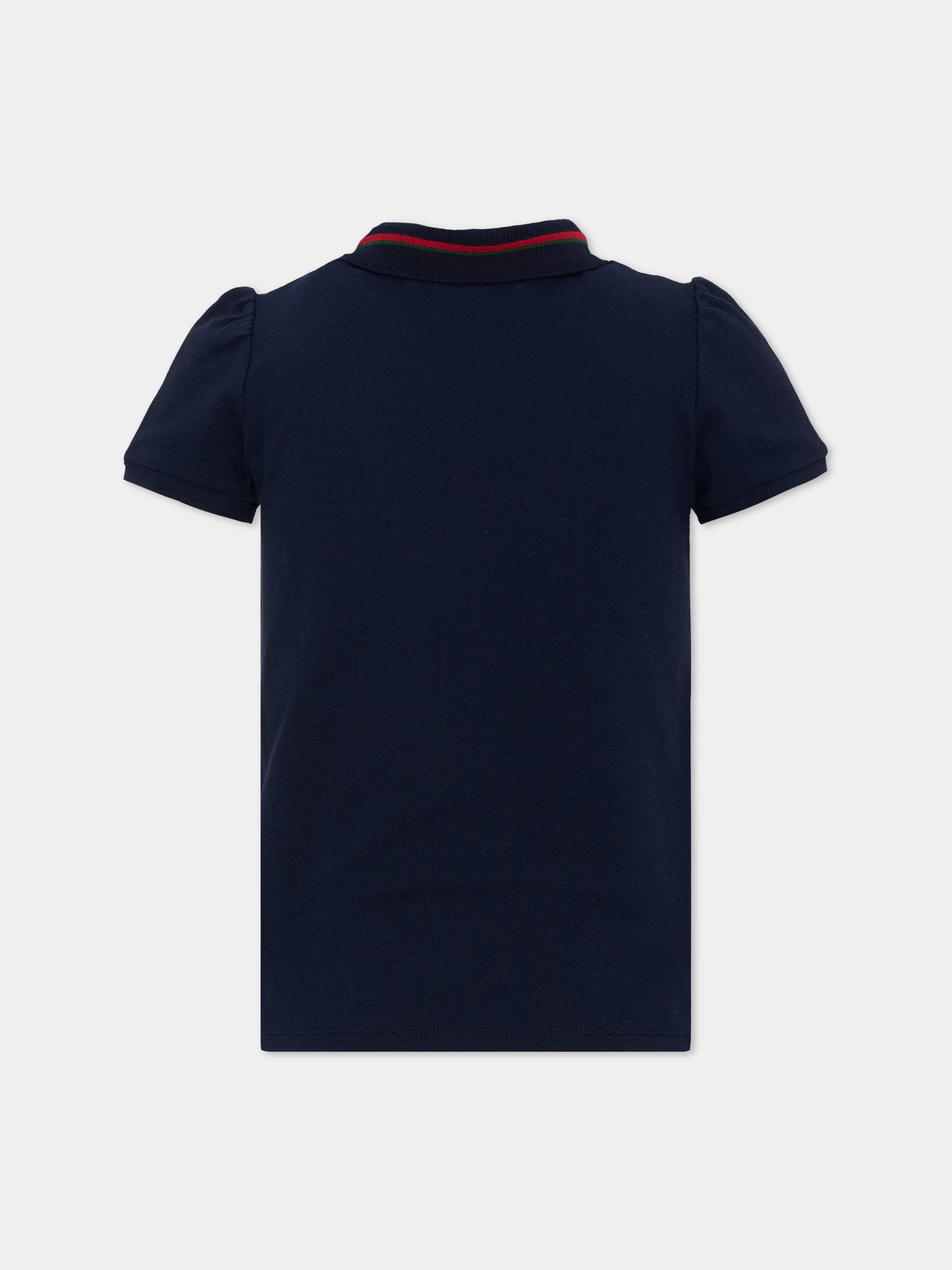 Polo a manica corta blu per bambina,Gucci Kids,867881 XJHWK 4306